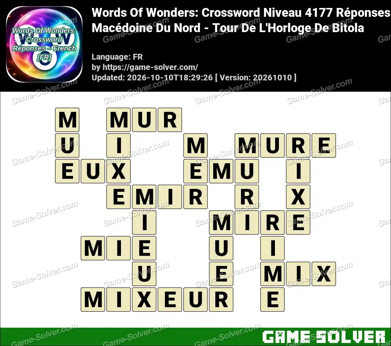 Words Of Wonders: Crossword Niveau 4177 Réponses – Macédoine Du Nord – Tour De L’Horloge De Bitola